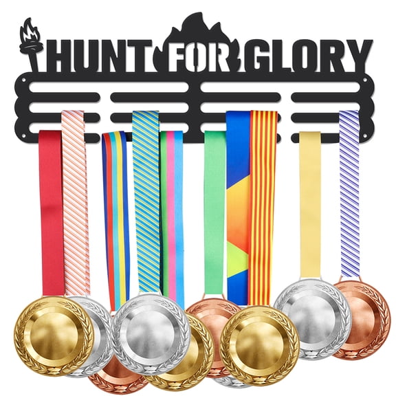 1set Sports Theme Iron Medal Hanger Holder Display Wall Rack with Screws Word Hunt For Glory Word 150x400mm