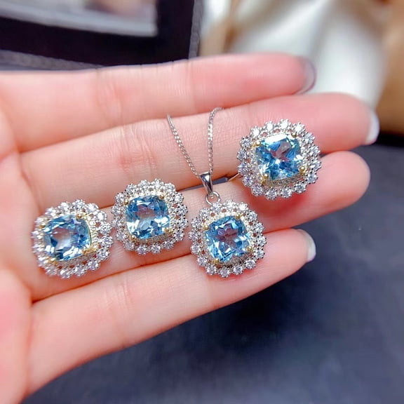 1set Square Alloy Rhinestone Necklace & Stud Earring & Finger Ring sets Indian 400mm