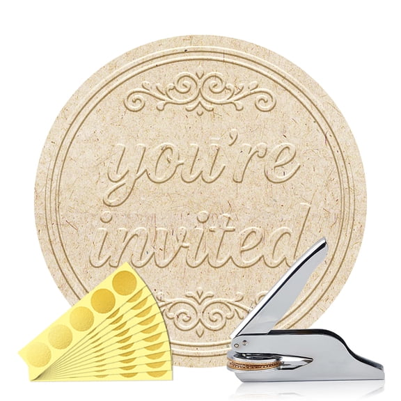 1set Stainless Steel Seal Embosser Hand-Held Embossing Stamp for Books Envelopes Napkins Golden Word 42mm