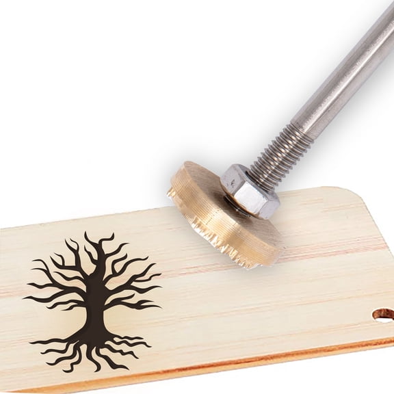 1set Stamping Embossing Soldering Brass with Stamp for Cake/Wood Tree Pattern 60mm for DIY making