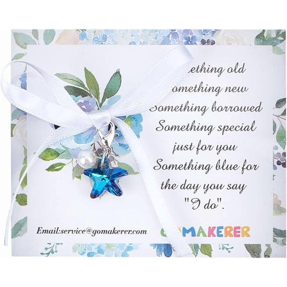 1set Star Glass Bride Bouquet Decoration Something Blue Keepsake Gift for Bride 33mm