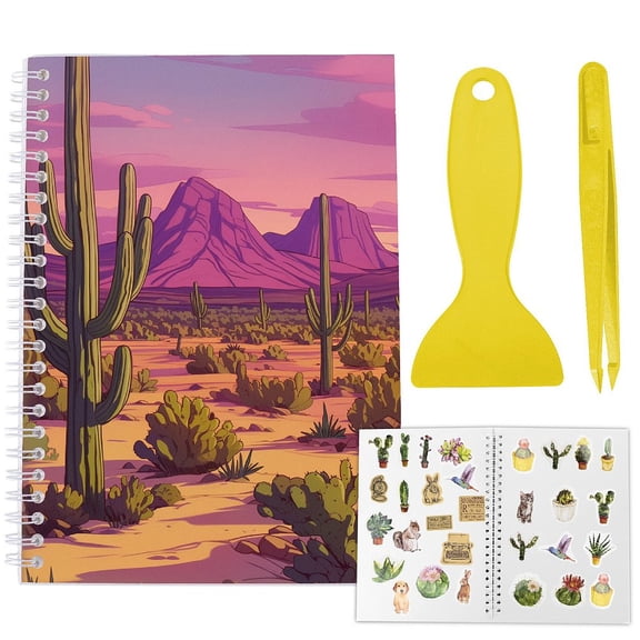 1set Sticker Collection Book Hand Account Release Paper Cactus 210x148mm