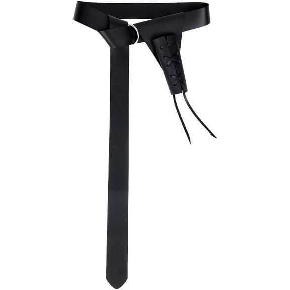 1set Sword Sheath Belt Black PU Leather Medieval Retro Adjustable Waist Dagger Protective Cover Case Shoulder Back Black