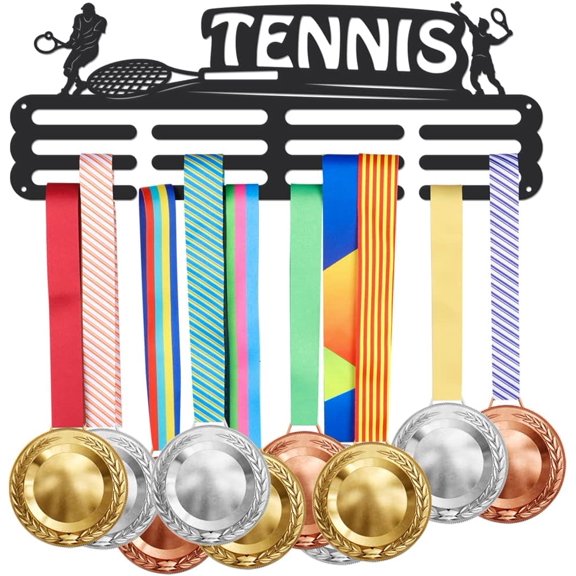 1set Tennis Medal Hanger Display Sports Medal Display Rack Wall Mount Ribbon Display Holder Rack Hanger Decor Iron Wall Mounted Hooks