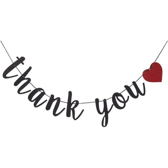 1set Thank You Banners We Appreciate You Banner Black Glitter Thanksgiving Day Paper Garlands Colorful Hanging Streamer for Festive Party Decoration Employee Teacher Doctor Nurse Staff Black