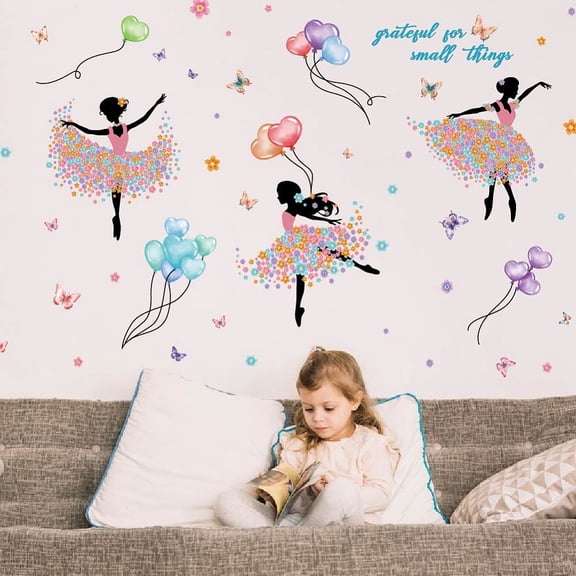1set Translucent PVC Self Adhesive Wall Stickers Waterproof Decals for Home Living Room Bedroom Wall Decoration Dancing Girl 600x380mm 3 sheets/set.