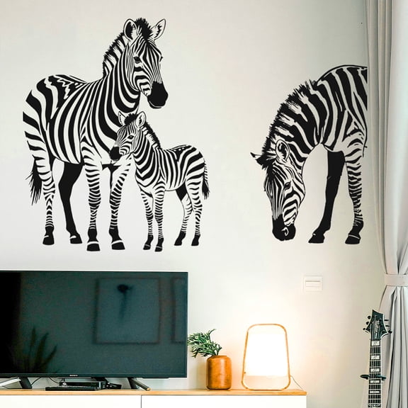 1set Translucent PVC Self Adhesive Wall Stickers Waterproof Decals for Home Living Room Bedroom Wall Decoration Zebra 600x380mm 3 sheets/set.