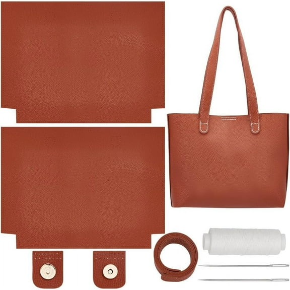1set Trapezoid Imitation Leather Women's Crossbody Handbag Making Kits including Fabric Thread Needle Chocolate 48~710x40.5~25x4~7mm