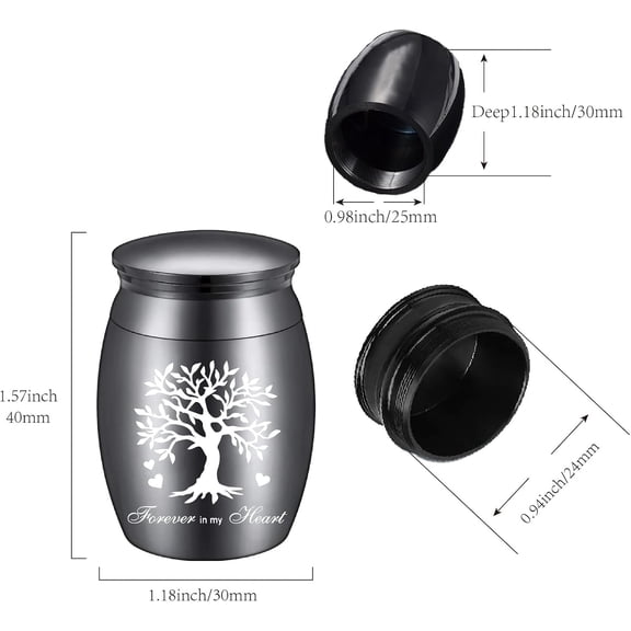 1set Tree of Life Mini Urns for Human Ashes Small Cremation Keepsake Urn Alloy Sharing Funeral Urn Miniature Burial Jar Memorial Ashes Holder Decorative Urns 1.6x1.2Inch-Forever in My Heart