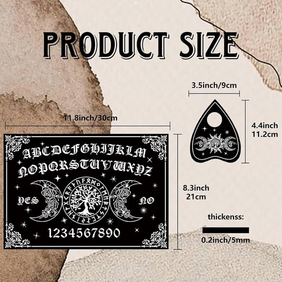 1set Tree of Life Moon Pendulum Dowsing Divination Board Wooden Spirit Board Black Talking Board Kit Metaphysical Message with Planchette for Witchcraft Altar Supplies 11.8x8.3Inch