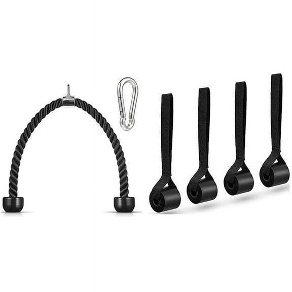 1set Tricep Pull Down Rope 36 Inches with Snap Hook & 4x Resistance Bands Door Fitness Door Attachment