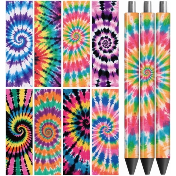 1set UV DTF Pen Wraps Transfer Sticker Tie-Dye - 48pcs Waterproof HD Print UV DTF Pen Adhesive Decals for Personalized DIY Pencil Pen Decorative Crafts Gifts Giving for Mothers Day Colorful