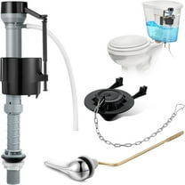 1set Universal Toilet Repair Kit Inside Tank, Include Fill Valve, 2 inch Low Flow Rubber Flapper, Side Mount Flush Brass Handle, Adjustable Water Level Toilet Valve Kit Dark Grey, Black