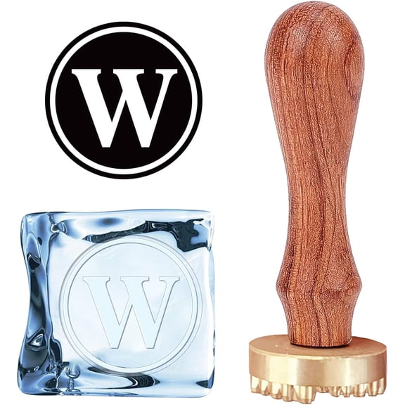 1set W Ice Stamp Letter Ice Cube Stamp Ice Branding Stamp with Removable Brass Head & Wood Handle Vintage Ice Stamp for DIY ing Cocktail Whiskey Mojito Drinks Bar Making