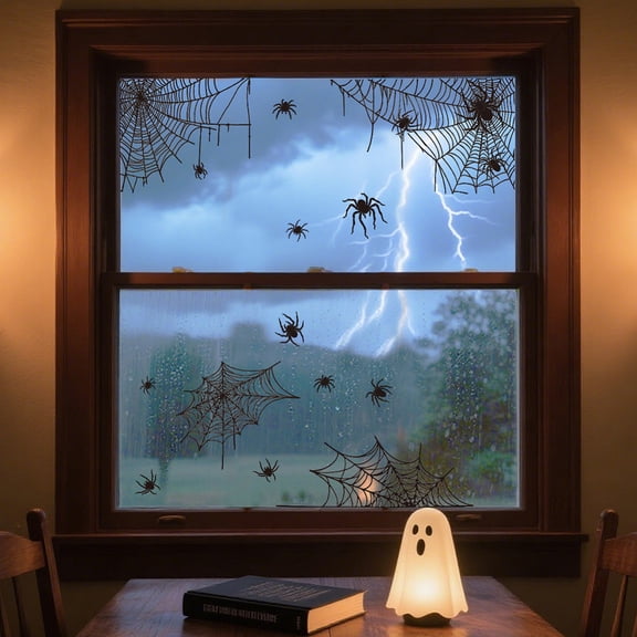 1set Waterproof PVC Colored Laser Stained Window Film Static Stickers Rainbow Electrostatic Window Decals Spider 300x1200mm