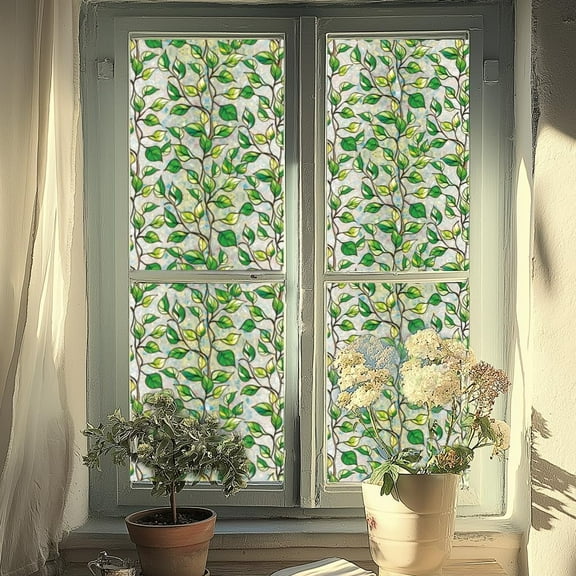 1set Waterproof PVC Colored Laser Stained Window Film Static Stickers Rainbow Prism Electrostatic Window Decals Leaf 300x1200mm