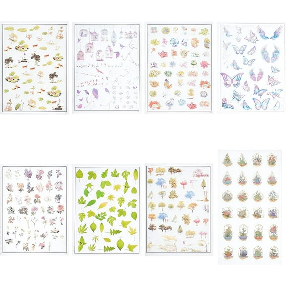 1set Waterproof Plastic Adhesive Craft Sheets Leaf Theme for Craft Decoration Mixed color 14.8x10.5x0.01cm 7sheets/set