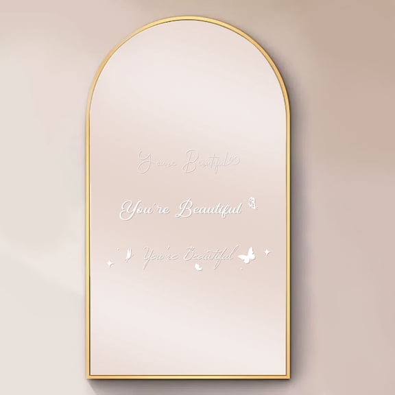 1set Waterproof Reflective Plastic Mirror Stickers with Adhesive Tape Word White 60x450mm 3pcs/set for DIY