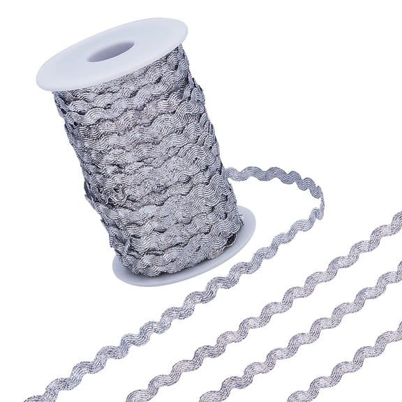1set Wave Bending Fringe Trim Sewing Ribbon for Cloth Dress DIY Making Decorate Dark Gray 1/4 inch(5mm) 100m