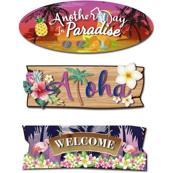 1set Welcome Hanging Sign Another Day in Paradise Summer Beach Plaque Aloha Bar Pub Yard Garden Hawaiian Style