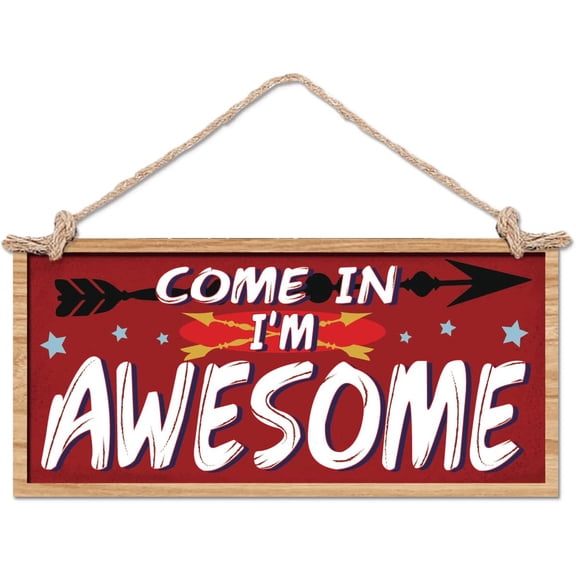 1set Wood Hanging Wall Decorations with Jute Twine Rectangle with Word Red 400x190x5mm Hole: 5mm