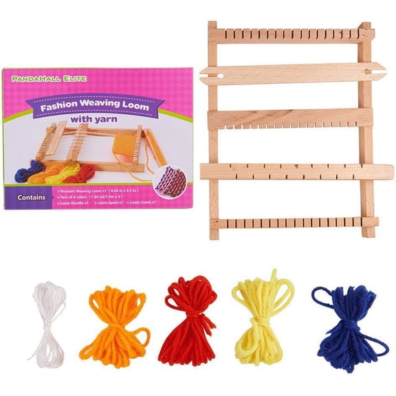 1set Wood Knitting Weaving Looms with Yarns Warp Adjusting Rods Combs and Shuttles with Detailed Instructions(1 Set ) Multi-color