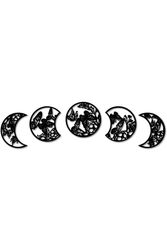 1set Wood Moon Phase Pendant Decoration Home Wall Hanging Ornaments Butterfly 300x228~300x5mm 5pcs/set