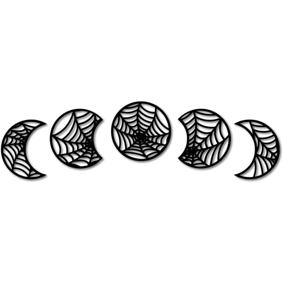 1set Wood Moon Phase Pendant Decoration Home Wall Hanging Ornaments Spider 300x228~300x5mm 5pcs/set Creation