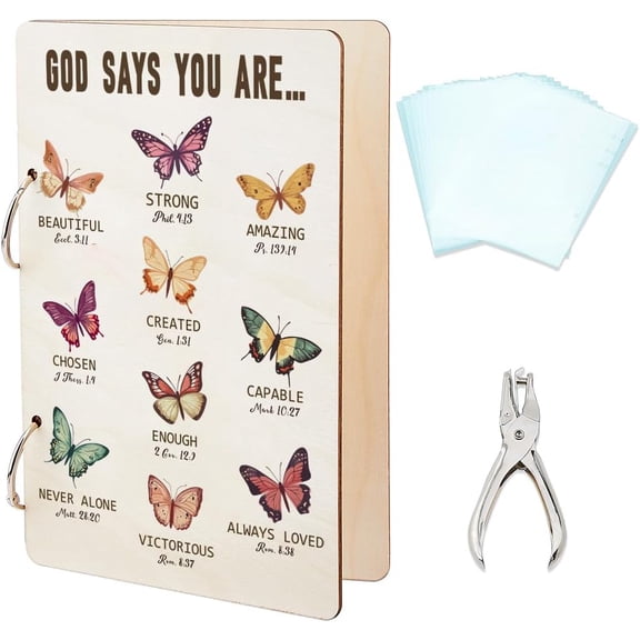 1set Wooden 2-Ring Loose Leaf Binder Postcard Phote Album Cover Butterfly 240x160x2.5mm Hole: 5mm 2pcs/set