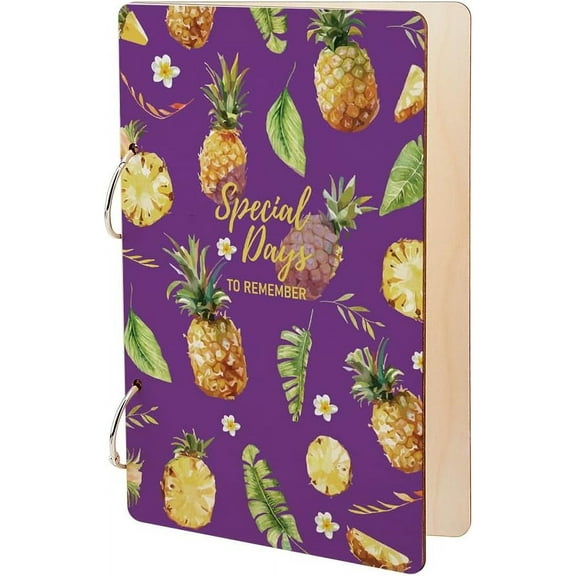 1set Wooden 2-Ring Loose Leaf Binder Postcard Phote Album Cover Pineapple 240x160x2.5mm Hole: 5mm 2pcs/set