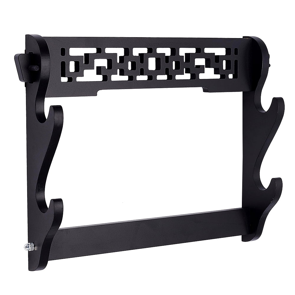 1set Wooden Katana Holder Stand Bracket Samurai Display Easels Black Fihished Product: 7.9x38.4x28.8cm