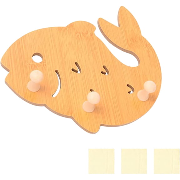 1set Wooden Key Holder Fish Wall Mounted Wooden Key Hooks Wall Mounted with 3 Hooks Organizer Decorative Coat Tower Hanger Rack for Wall Bathroom Kitchen Entryway 7.48 x 6.5inch Beige DIY