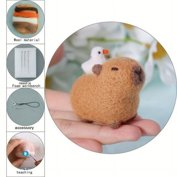 1set Wool Needle Felting Kit For Beginner Starers, Needle Felting Kits For DIY Art Craft, DIY Material Package, Homemade Pendant Chrismas Gift For Friends Family