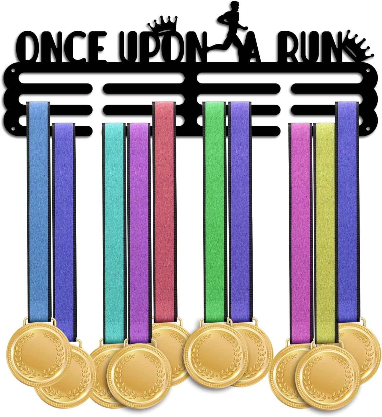 1set Word Once Upon A Run Sports Theme Iron Medal Hanger Holder Display ...