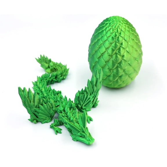 1set Yellow Green Gradient Size: 18.5*4.5*4.5CM+8.5CM Pineapple Egg 3D Printed Crystal Dinosaur Flying Dragon Ornament With Articulated Wings And Joints, Dragon Egg Figurine Model