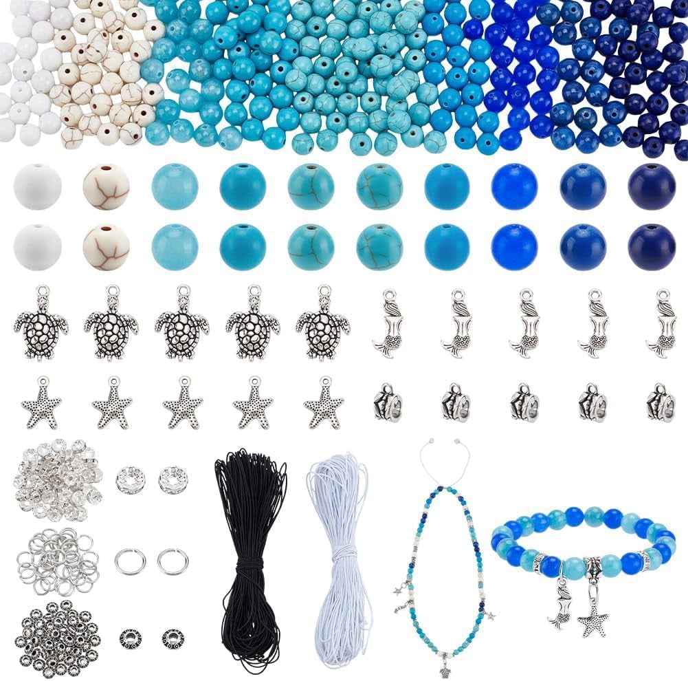 1set ocean Theme Stretch Bracelet Making Kits Mixed color 8mm Hole: 1mm
