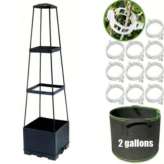 1set44.8-inch large capacity tomato planting box - self watering, with automatic watering dropper, 2-gallon planting bag, elevated support, trapezoidal climbing design, space saving, courtyard