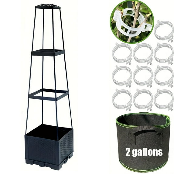 1set44.8-inch large capacity tomato planting box - self watering, with automatic watering dropper, 2-gallon planting bag, elevated support, trapezoidal climbing design, space saving, courtyard