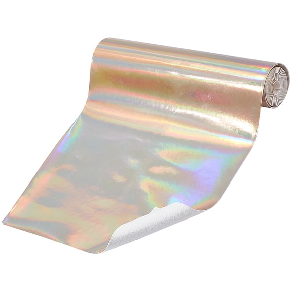 1sheet 8x 47Holographic Vinyl Fabric Champagne Laser Leather Sheets Rolls Metallic Mirrored Vinyl Crafts Fabric Iridescent Reflective Radium Film