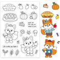 thumbnail image 1 of 1sheet Animal Fox Silicone Clear Stamp Pumpkin and Fruit Pie Transparent Silicone Stamp Food, 1 of 8