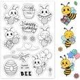 thumbnail image 1 of 1sheet Bee and Honey Silicone Clear Stamp Birthday Cake and Transparent Silicone Stamp Gift, 1 of 8