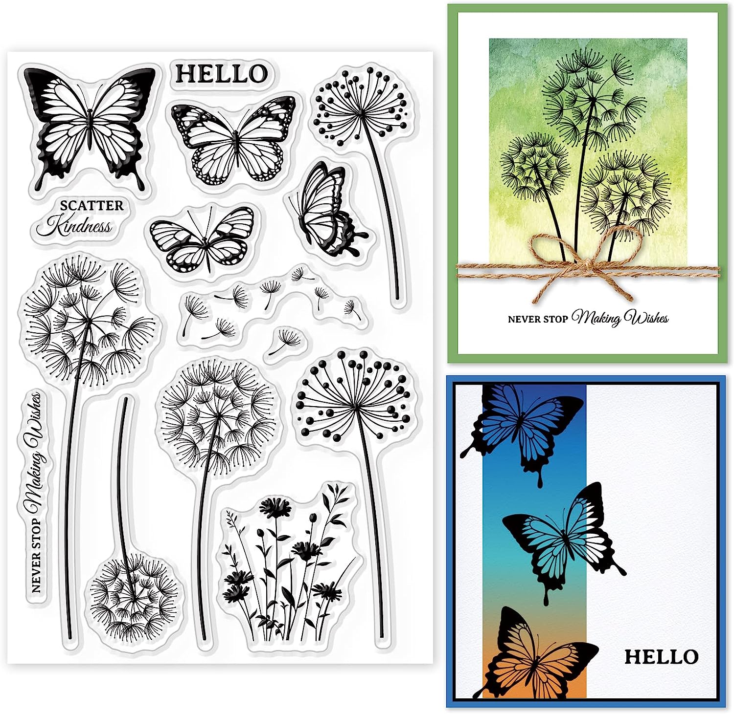 1sheet Butterfly Dandelion Clear Stamps for DIY Scrapbooking Wildflower ...