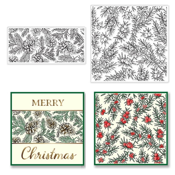 1sheet Christmas Silicone Clear Stamps Holly Mistletoe Pine Cones Gift Christmas Patterns Clear Stamps for Christmas Card Making Decoration DIY Scrapbooking Embossing Album Decor Craft Plastic