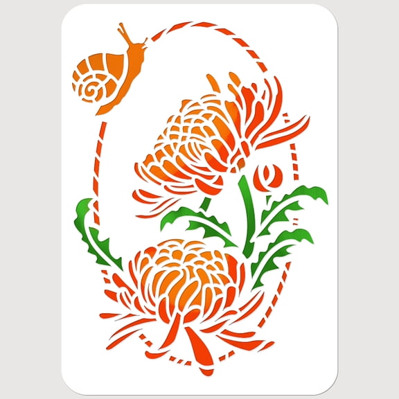 1sheet Chrysanthemum Painting Stencil Circle Snail Floral Wall Painting Stencil Art and Craft Stencils PET Reusable Templates for Wall Floor Wood Canvas Tile Decor 11.69x8.27inch
