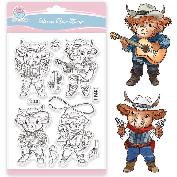 1sheet Custom PVC Plastic Clear Stamps for Scrapbooking Photo Album Decorative Cards Making Cattle 160x110x3mm