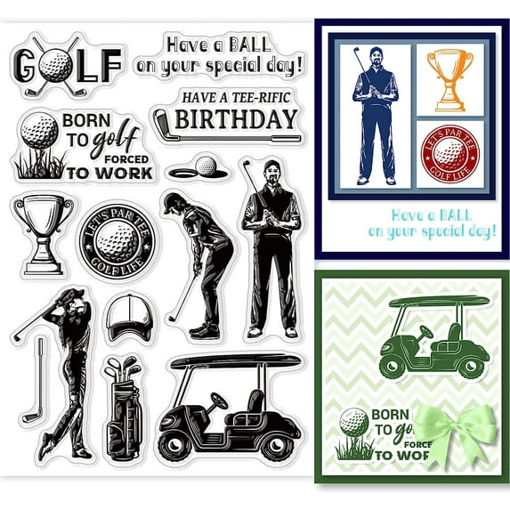 1sheet Golf Clear Stamps Sport Theme Transparent Rubber Stamps Golf Balls Trophy Clear Paper Craft Stamps