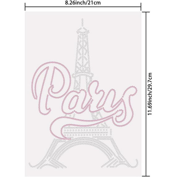 1sheet Iron on Rhinestones Transfer Paris Towel Bling Decals T-Shirt Heat Transfer Hot Fix Stickers Decor Clothing Repair Decoration for T-Shirt Jacket Bags Art Transfers