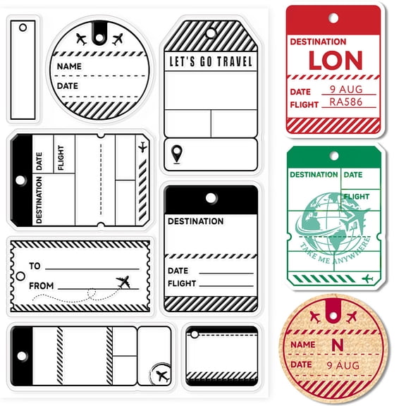 1sheet Label Ticket Background Clear Stamps Label Decorative Clear Stamps Silicone Stamps for Card Making Photo Album Decorations Scrapbooking Journal and Holiday Card