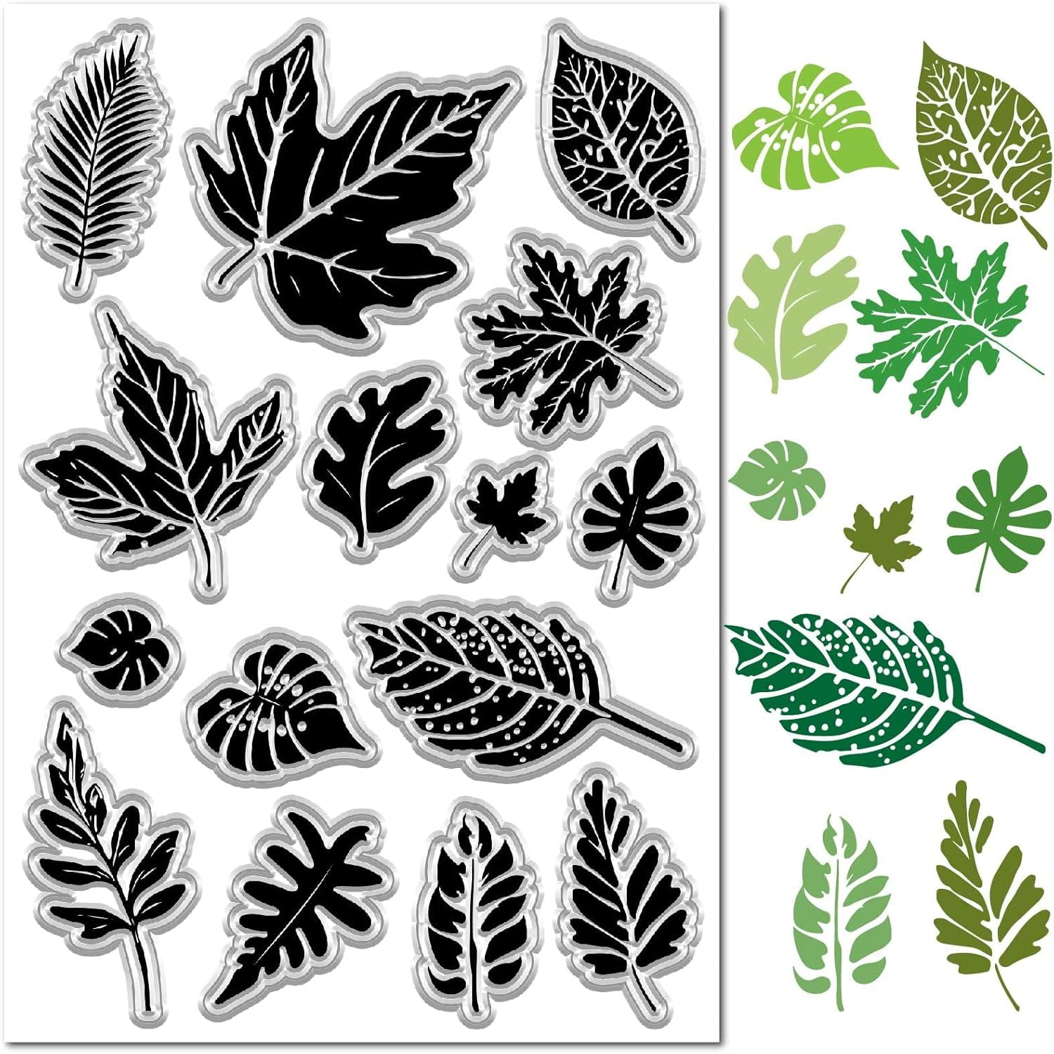 1sheet Leaf Clear Stamps Maple Palm Leaves Stamp Retro Plants Fall ...