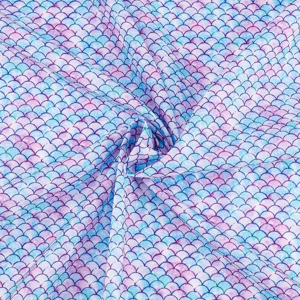 1sheet-light-purple-blue-polyester-fabric-mermaid-printed-fishscale